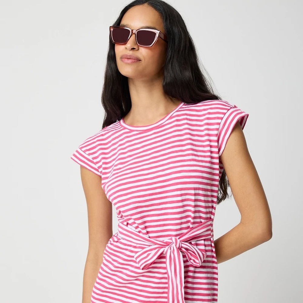 NWOT J.Crew Striped tie-waist dress - Picture 3 of 7